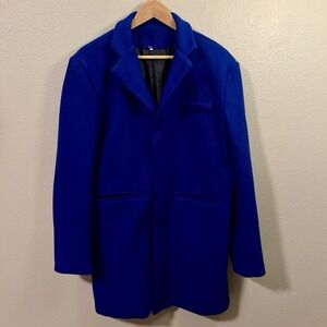 Women's Royal Blue Winter Coat Mid Length Pockets Professional Size XXL